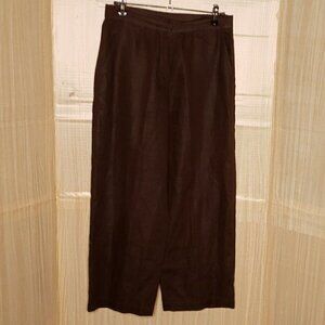Bloomingdales Womens Petite Brown Linen Capri Pants 2P